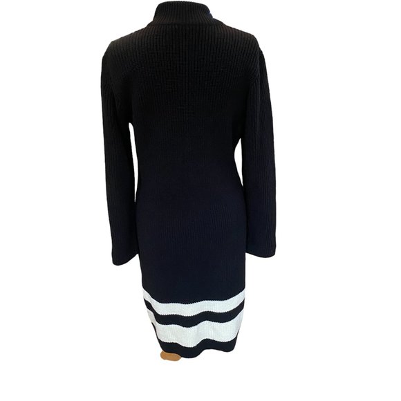 Lauren Ralph Lauren Longline Duster Cardigan Sz L Black Stripes Quiet Luxury - Picture 8 of 14